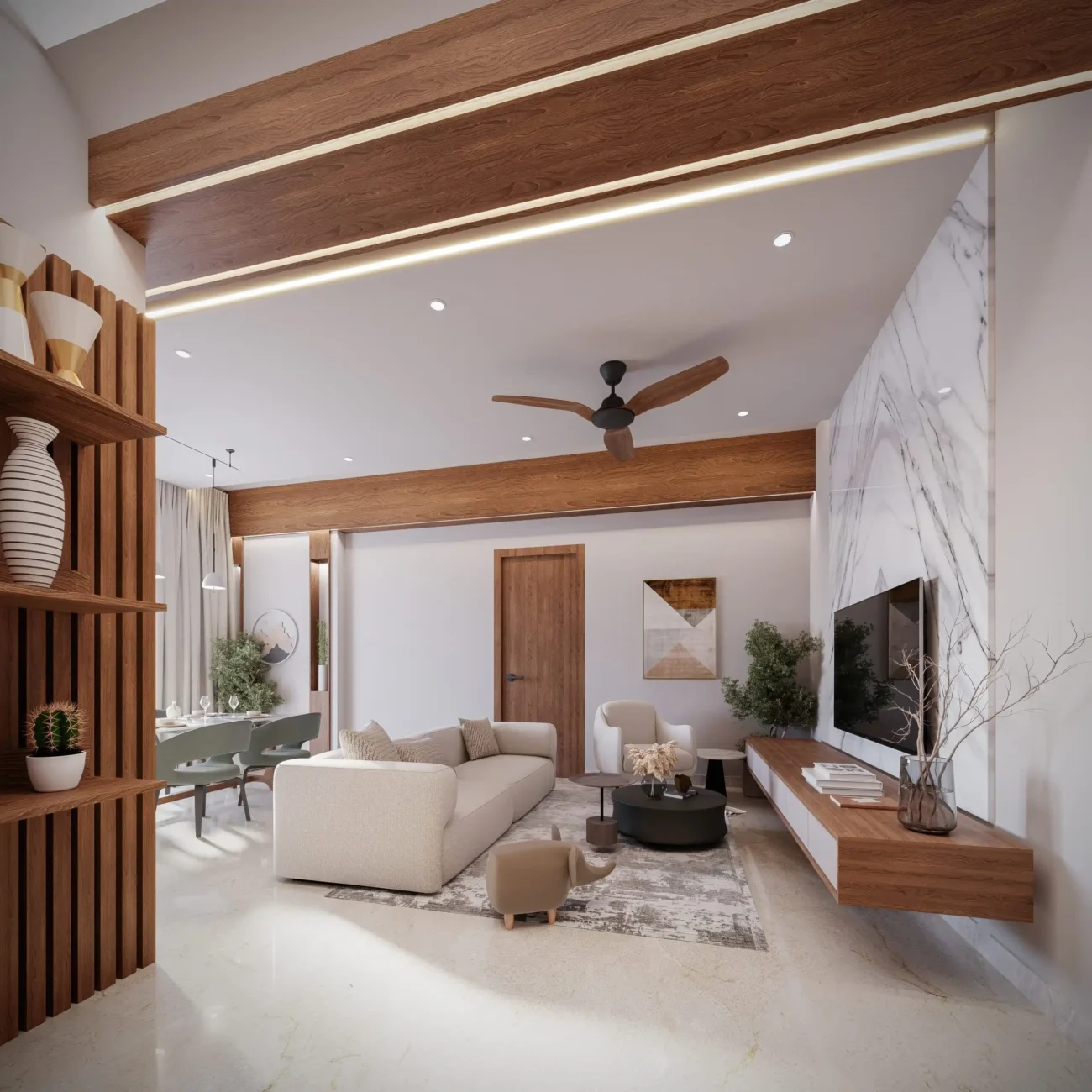 Luxury villa interior living space